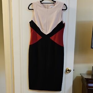 Calvin Klein Black and Red Midi Dress